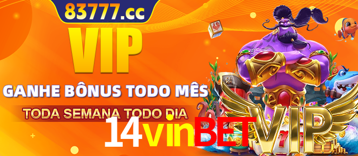Banner promocional do 14vinbet oferecendo 100% de recompensas adicionais contínuas para quem fizer o login diário (Daily sign-in), com um mascote de coelho.