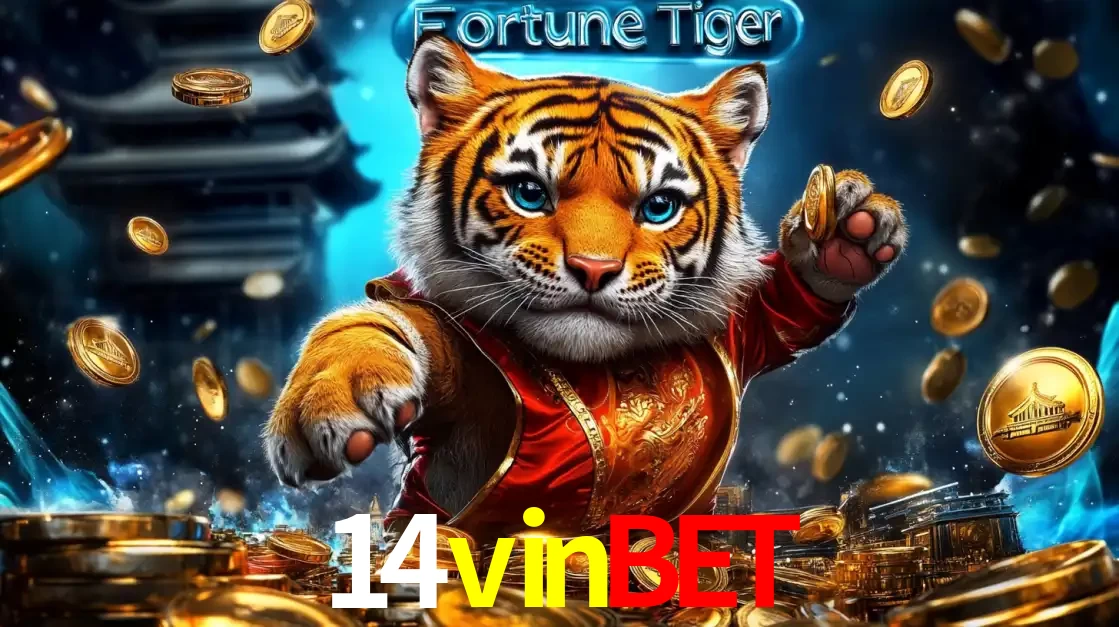Imagem promocional do jogo de slot Fortune Tiger, com um tigre majestoso em traje tradicional cercado por uma fortuna em moedas de ouro, disponível agora no cassino 14vinbet.