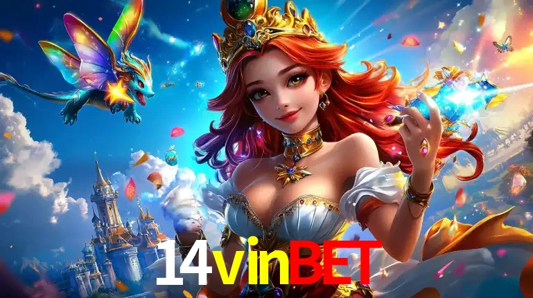 A princesa de um reino de fantasia mágico, com seu pequeno dragão, apresentando um mundo de prêmios encantados nos jogos de caça-níqueis do cassino 14vinbet.